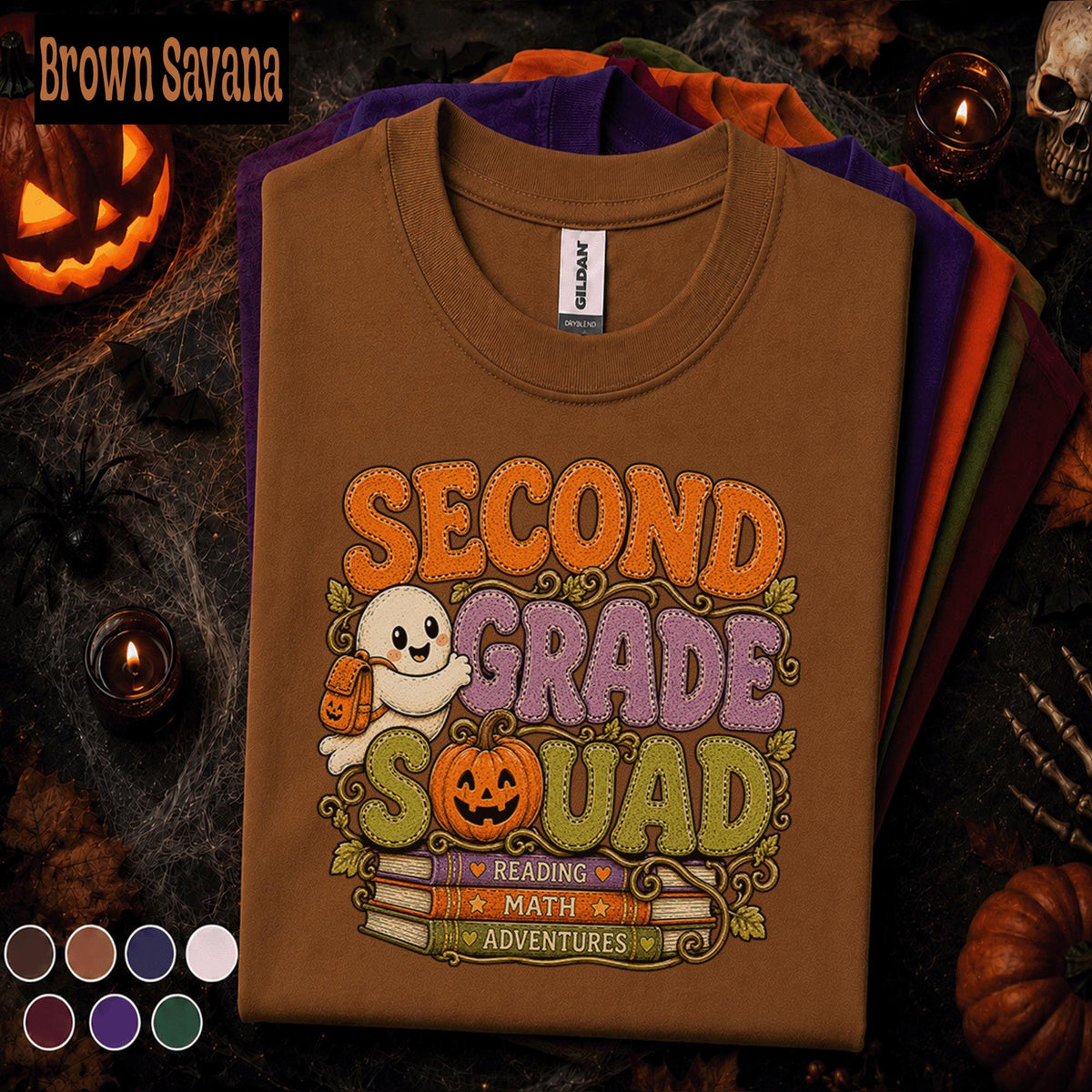 Second Grade Squad Halloween Shirt, Teacher Ghost Pumpkin Tee, 2nd Grade Teacher Shirt, Spooky School Team Tee, Fall Classroom Gift