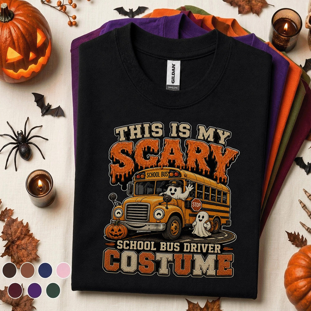 Scary School Bus Driver Halloween Shirt, Funny Ghost Bus Costume Tee