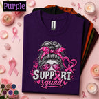 Breast Cancer Awareness Shirt, Support Squad Pink Ribbon Tee, Messy Bun Supporter Shirt, Pink October Cancer Fighter Family Gift