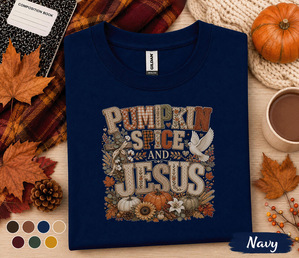 Pumpkin Spice And Jesus Shirt, Christian Fall Shirt, Faith Based Autumn Pumpkin Tee, Thanksgiving Christian Sweatshirt, Cozy Pumpkin Spice