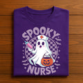 Spooky Nurse Shirt Funny Halloween Nurse Tee With Pumpkin Syringe Costume Outfit Cute Ghost Medical Shirt For Healthc...