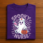Spooky Nurse Shirt Funny Halloween Nurse Tee With Pumpkin Syringe Costume Outfit Cute Ghost Medical Shirt For Healthc...