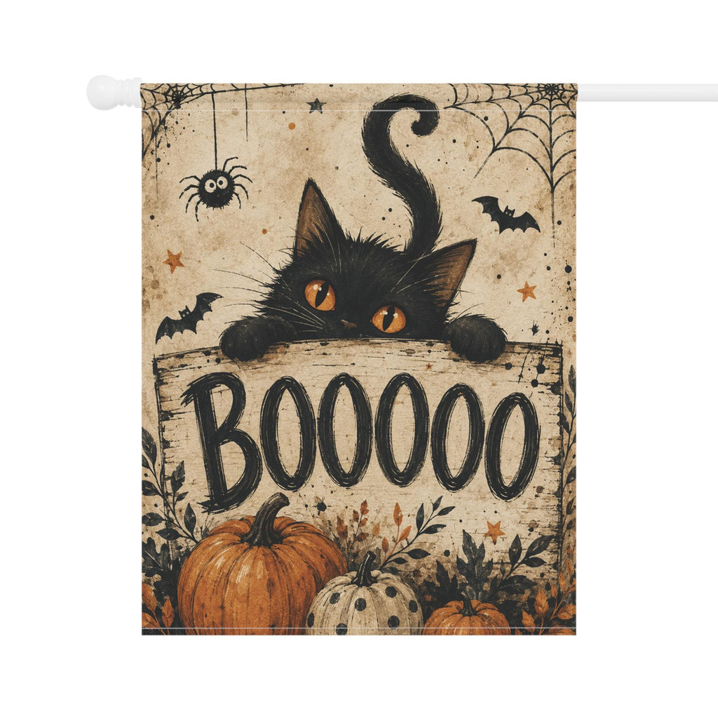 Black Cat Halloween Garden Flag, Boo Pumpkin Yard Decor, Spooky Spider Web Flag, Vintage Farmhouse Halloween Outdoor Porch Decoration
