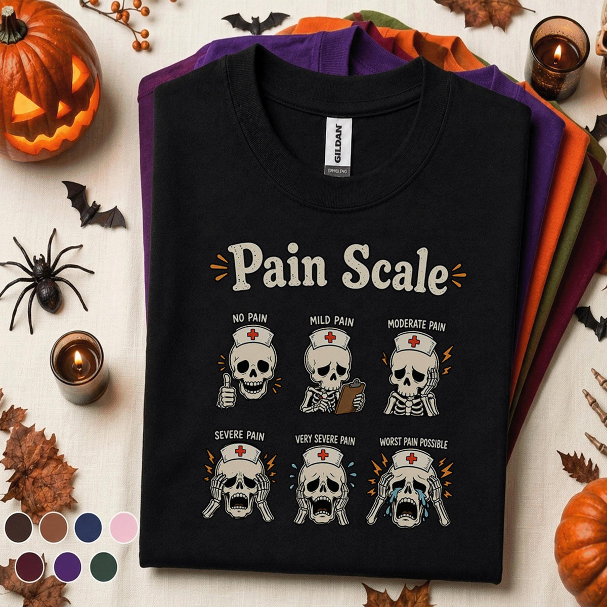 Nurse Pain Scale Halloween Shirt, Funny Skeleton Nurse Tee
