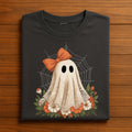 Girly Ghost Lace Shirt, Cute Halloween Spirit Bow Tee