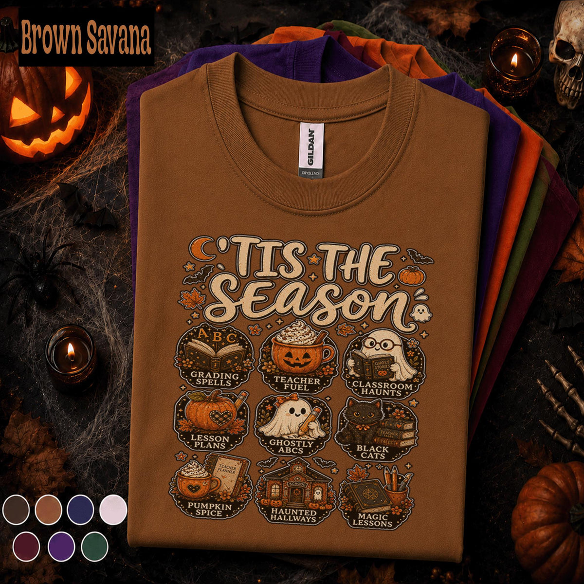 Halloween Teacher Shirt, Tis the Season Teacher Tee, Spooky Classroom T Shirt, Pumpkin Spice School Top, Cute Fall Teacher Gift for Women
