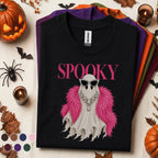 Spooky Glam Ghost Halloween Shirt, Pink Feather Boa Ghost Tee