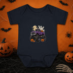 Purple Monster Truck Halloween Baby Bodysuit, Ghost Pumpkin Infant Onesie, Spooky Season Truck Outfit, First Halloween Gift for Baby
