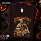 Funny Baker Halloween Shirt, Skeleton Baking Pumpkin Tee, Just Waiting for Next Stretch and Fold, Sourdough Baker Gift, Spooky Bread Tee