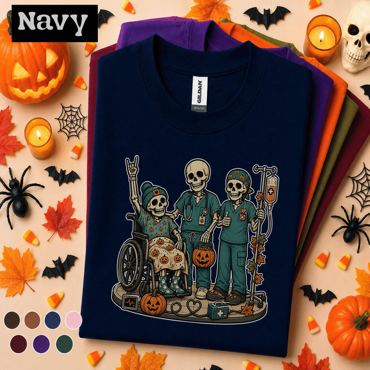Healthcare Halloween Shirt, Skeleton Nurse Crew Tee, Spooky Medical Team Gift, Nurse Patient Halloween Shirt, Hospital Staff Fall Tee