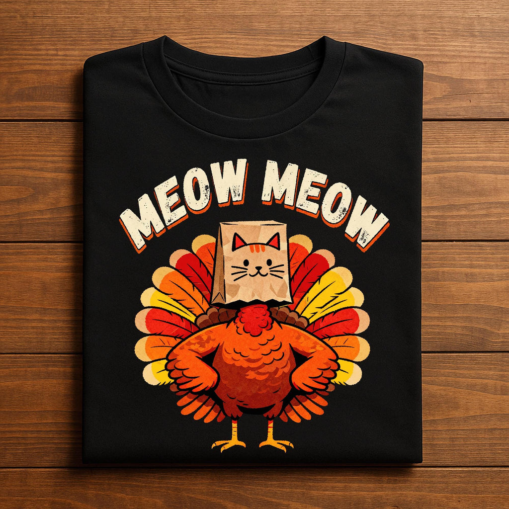Meow Meow Turkey Cat Costume Funny Thanksgiving Shirt, Gift Thanksgiving Sweatshirt, Cat Thanksgiving Hoodie, Funny cat Thanksgiving Tee