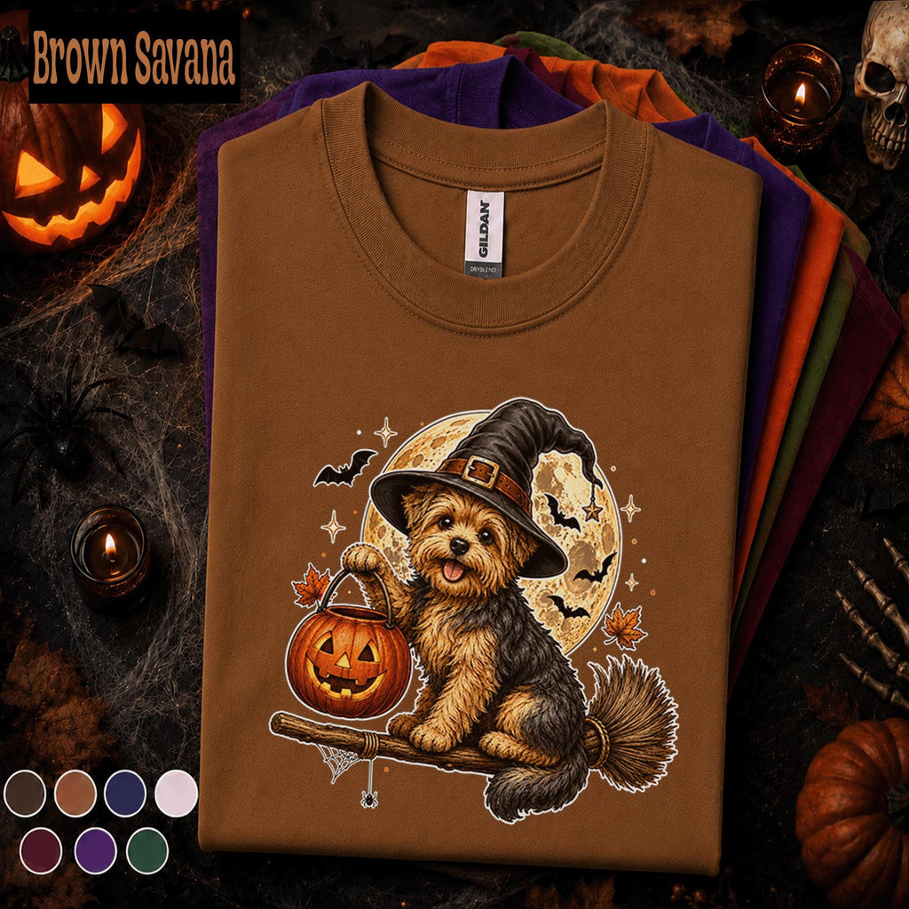 Yorkie Halloween Shirt, Witch Dog Pumpkin Tee, Cute Yorkshire Terrier Halloween Gift, Spooky Dog Mom Shirt, Puppy Tee