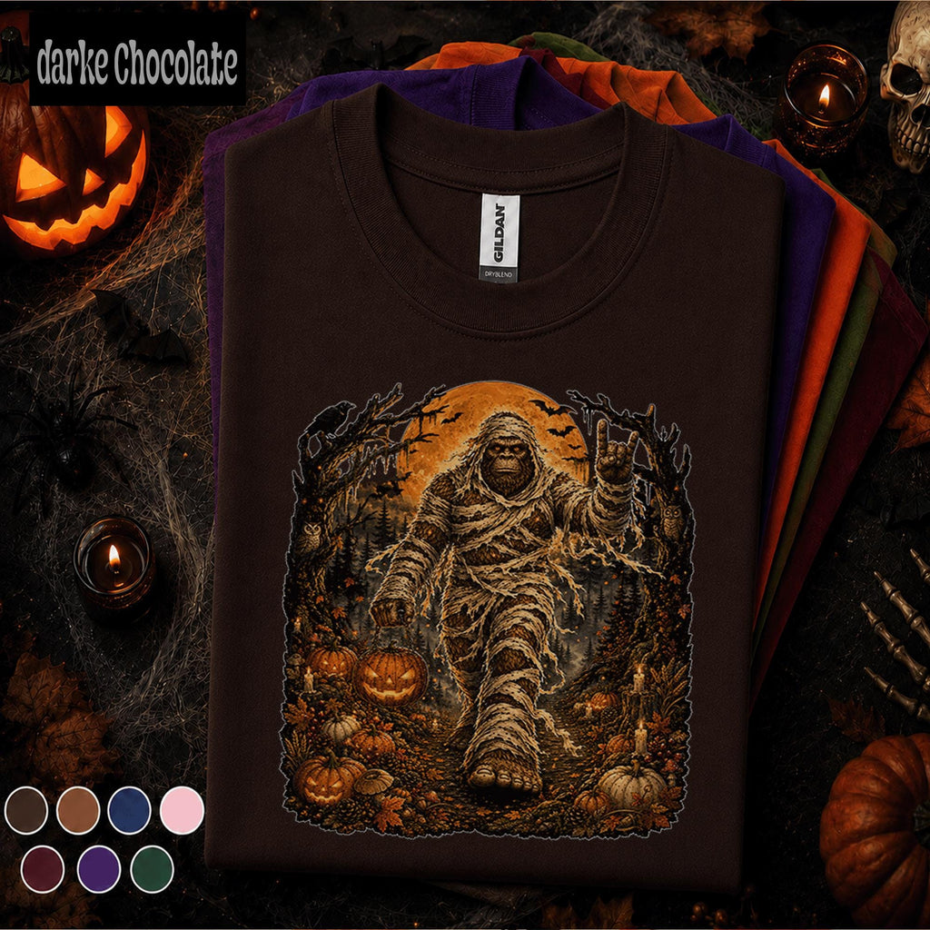 Bigfoot Mummy Halloween Shirt, Sasquatch Monster Tee, Spooky Full Moon Cryptid Shirt, Vintage Horror, Halloween Gift for Bigfoot Fans