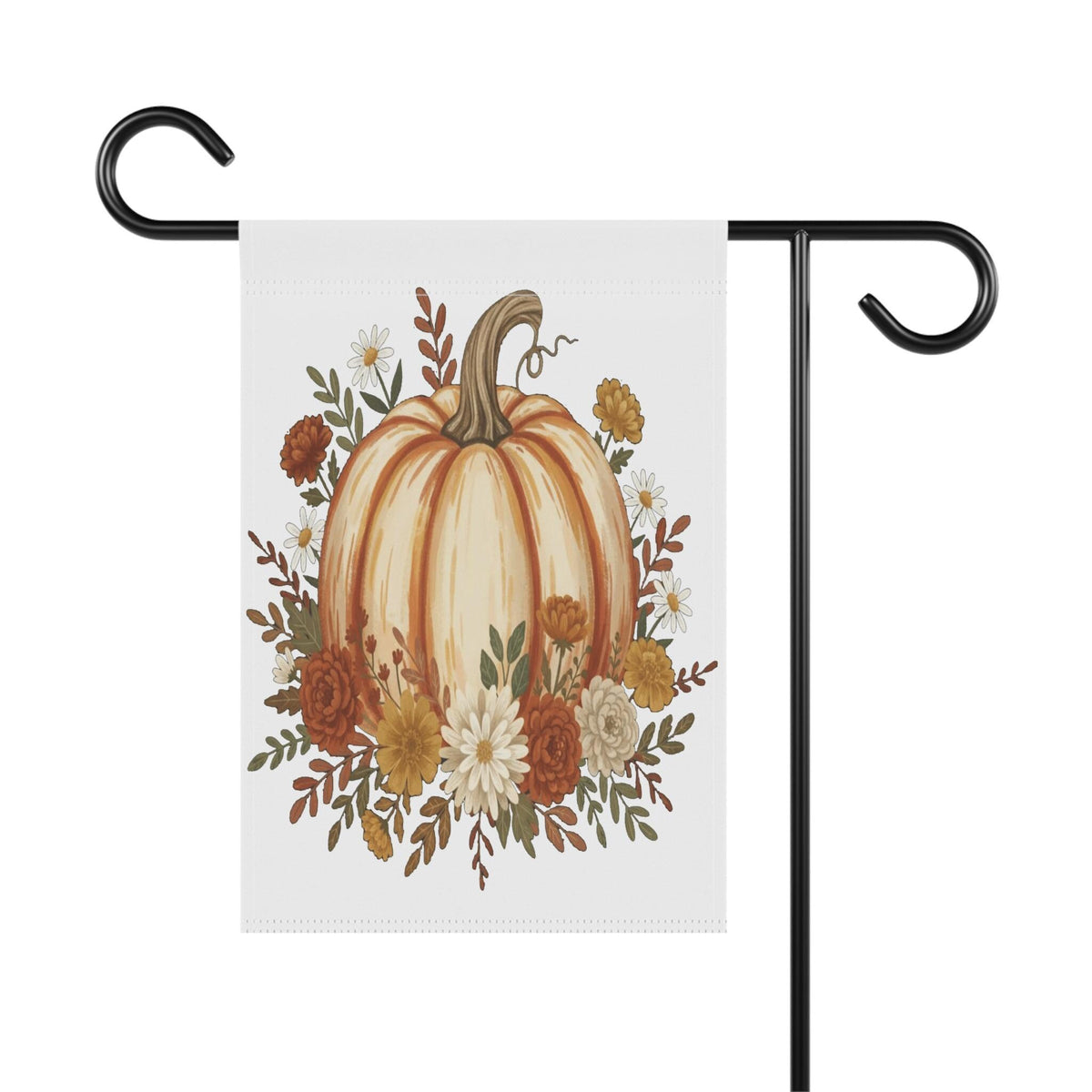 Fall Garden Flag with Pumpkins and Daisies, Rustic Autumn Yard Decor, Outdoor Floral Flag for Thanksgiving or Harvest Season, Pumpkin Decor
