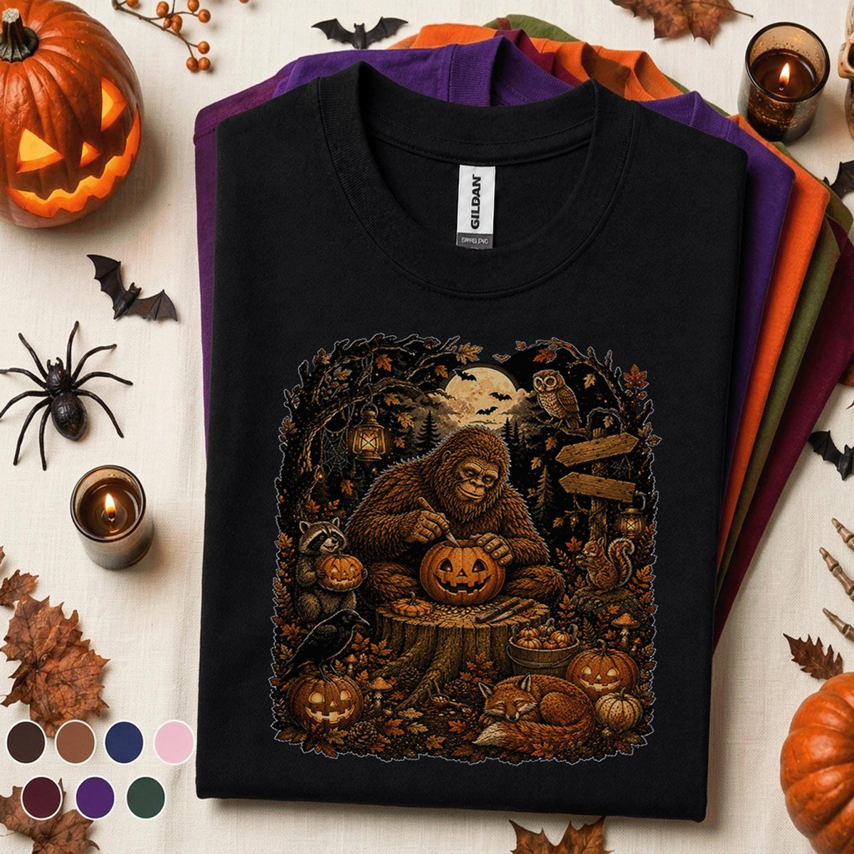 Bigfoot Halloween Shirt, Sasquatch Pumpkin Carving Tee