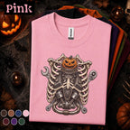 Mechanic Halloween Shirt, Skeleton Engine Rib Cage Tee, Pumpkin Auto Mechanic Gift, Spooky Garage Technician Vintage Halloween T-Shirt
