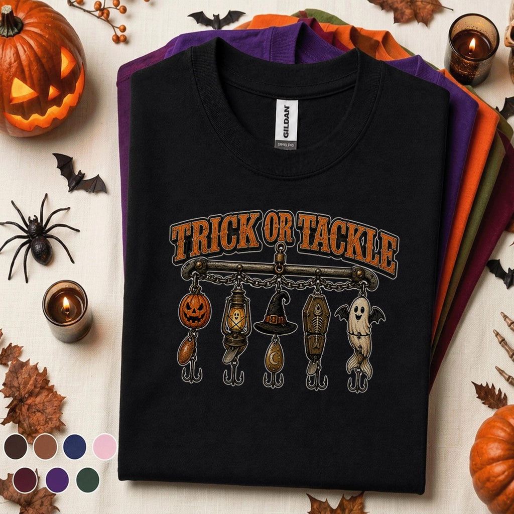 Trick or Tackle Halloween Fishing Shirt, Funny Fisherman Tee