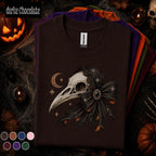 Gothic Raven Skull Halloween Shirt, Celestial Crow T Shirt, Spooky Season Tee, Dark Witchy Shirt, Halloween Goth Gift for Women
