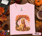 Golden Retriever Fall Shirt, Cozy Autumn Dog Tee, Golden Retriever Pumpkin Sweatshirt, Fall Leaves Scarf Puppy Shirt, Thanksgiving Pet Gift