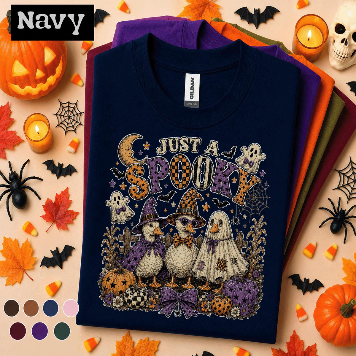 Just A Spooky Goose Halloween Shirt, Witch Goose Tee, Funny Ghost Duck Tshirt, Cute Pumpkin Costume Tee, Spooky Season Gift