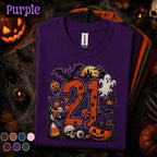 21st Birthday Halloween Shirt, Spooky Number 21 Tee, October Birthday Party Shirt, Ghost Pumpkin Witch Halloween Gift for Women Men