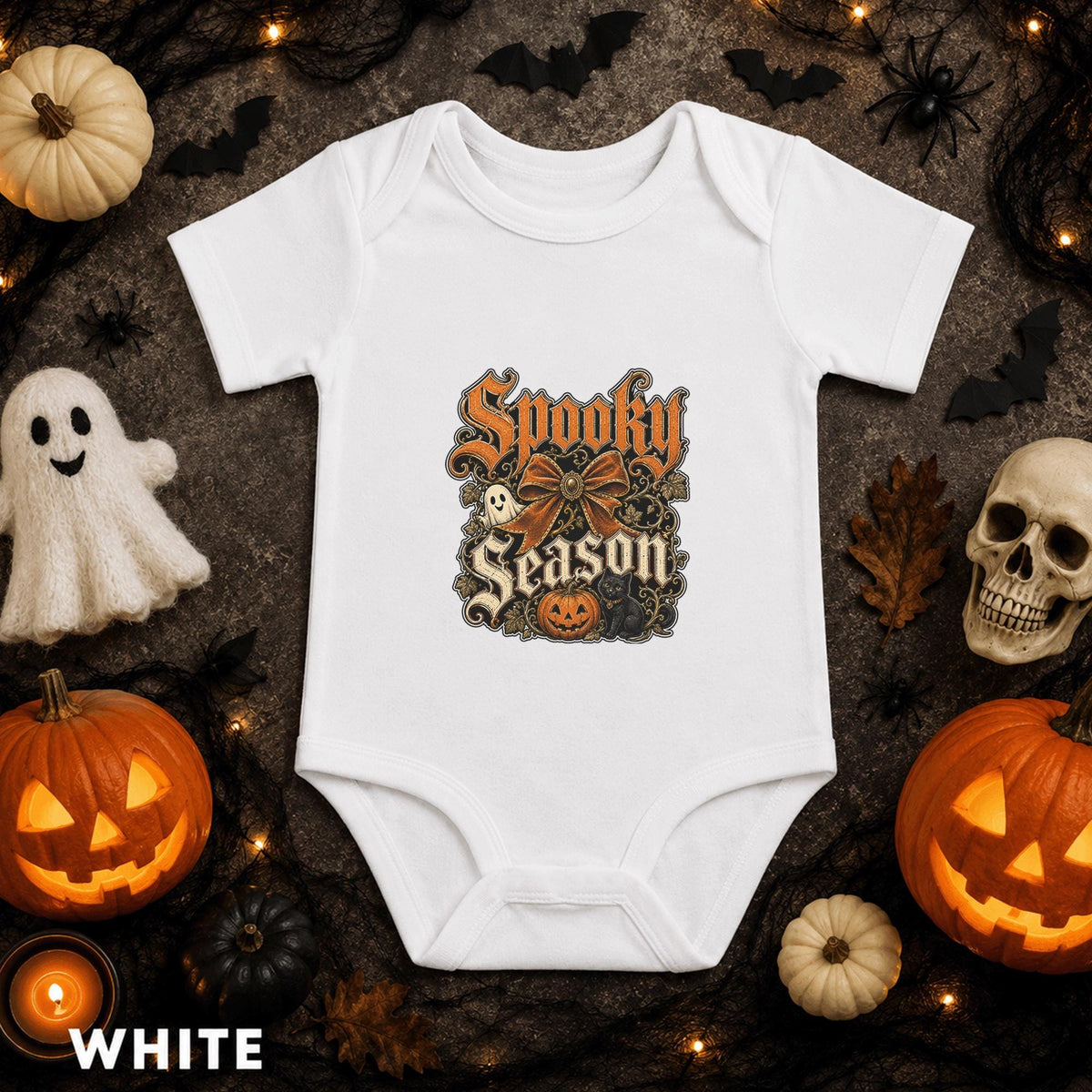 Spooky Season Baby Bodysuit, Vintage Halloween Infant Outfit, Ghost Pumpkin Black Cat Shirt, First Halloween Gift, Gothic Fall Baby Wear