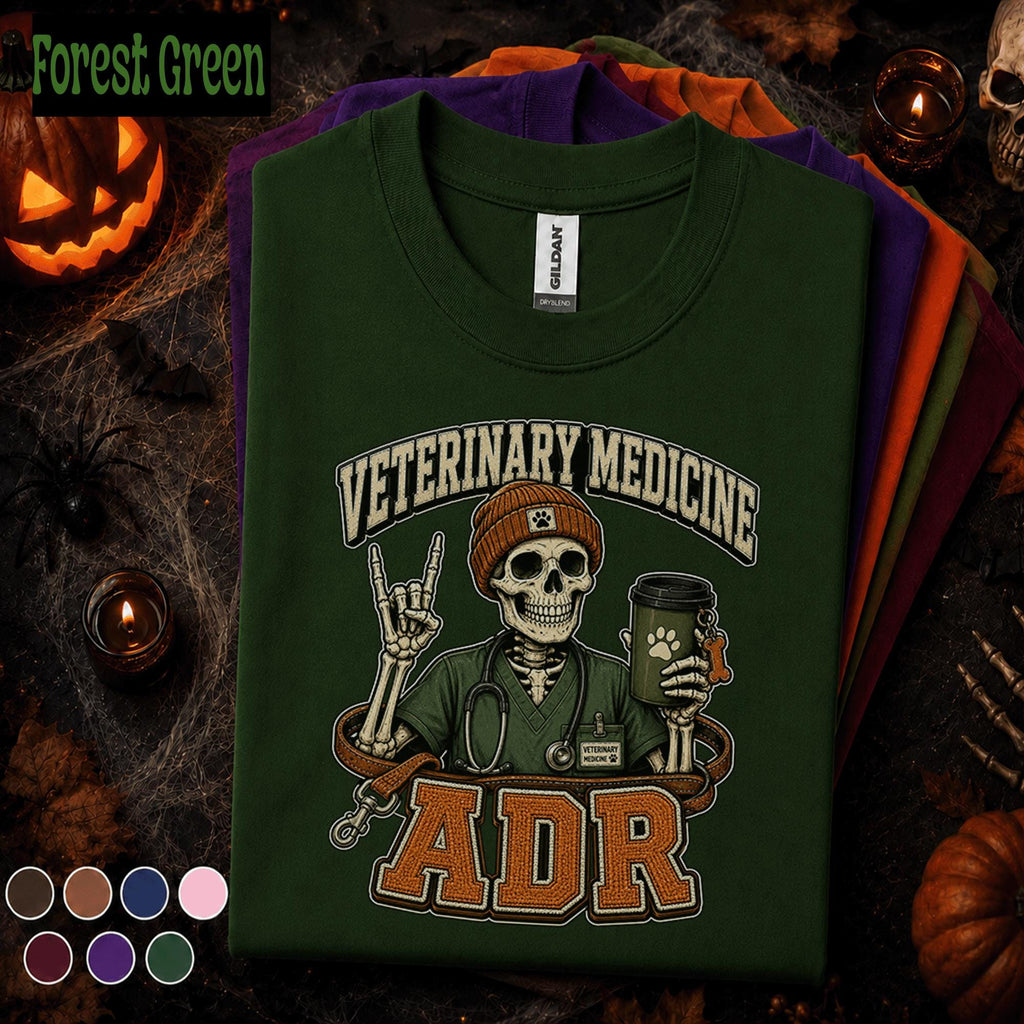 Veterinary Medicine ADR Halloween Shirt, Skeleton Veterinarian Tee, Spooky Vet Tech Gift, Animal Doctor Shirt, Funny Vet Clinic Fall Tee
