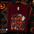 19th Birthday Halloween Shirt, Spooky Number 19 Tee, October Birthday Party Shirt, Ghost Pumpkin Witch Halloween Birthday Gift for Teens