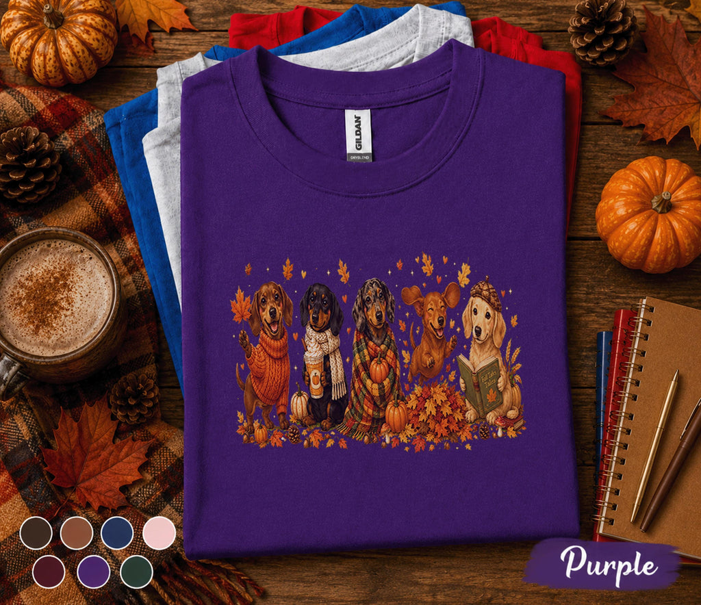 Cute Dachshund Fall Shirt, Autumn Wiener Dog Lover Tee, Cozy Pumpkin Puppy Shirt, Thanksgiving Dog Sweatshirt, Doxie Mom Gift, Fall Dogs