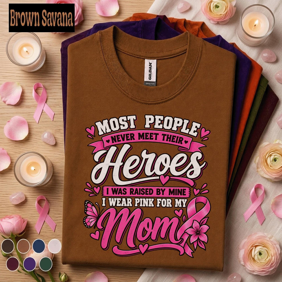 Breast Cancer Awareness Shirt, I Wear Pink for My Mom Tee, Mom Hero Pink Ribbon Shirt, Breast Cancer Support Gift for Daughter Women