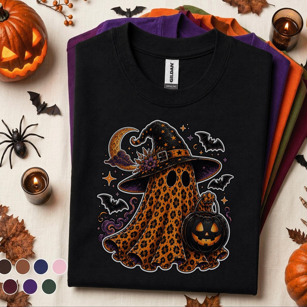 Leopard Ghost Halloween Shirt, Witch Ghost T Shirt