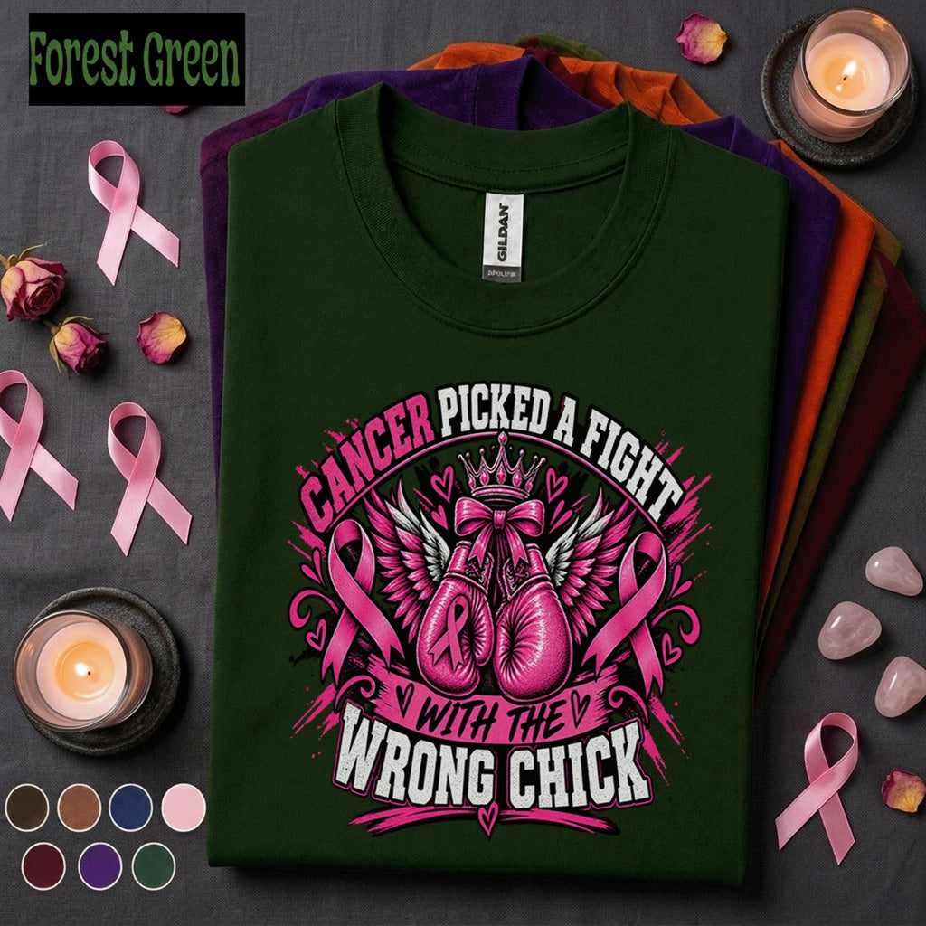 Breast Cancer Awareness Shirt, Cancer Picked a Fight Tee, Wrong Chick Pink Ribbon Shirt, Fighter Survivor Gift, October Support Tee