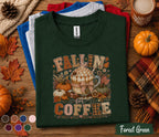 Fallin' for Coffee Shirt, Pumpkin Spice Coffee Lover Tee, Cozy Autumn Coffee Shirt, Fall Aesthetic Sweatshirt, Thanksgiving Gift for Her