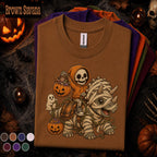 Cute Mummy Dinosaur Halloween Shirt, Skeleton Tee, Spooky Dino T Shirt, Pumpkin Ghost Fall Gift, Kids Youth Boys Halloween Top