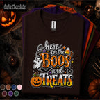 Here for the Boos and Treats Halloween Shirt, Cute Ghost Pumpkin Tee, Candy Corn Spooky Season Shirt, Funny Halloween Party Gift Tee