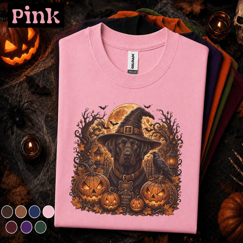 Halloween Black Lab Shirt, Witch Dog T Shirt, Spooky Labrador Tee, Pumpkin Shirt, Dog Lover Halloween Gift, Witchy Fall Tee
