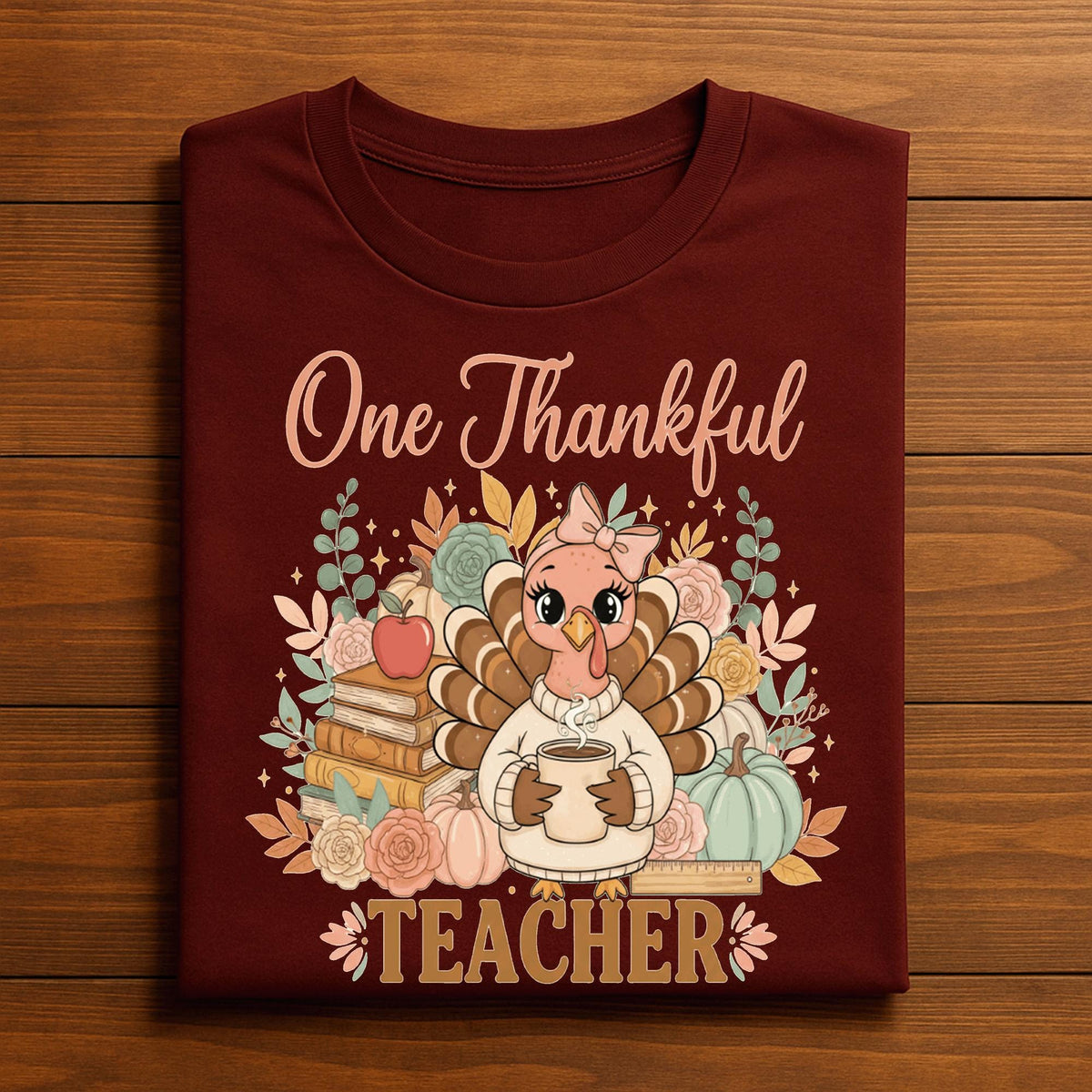 One Thankful Teacher Shirt, Turkey Thanksgiving Teacher Shirt, Thanksgiving Teacher Shirt Women, Gift Teacher Fall Thanksgiving Sweatshirt
