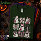 Pink Ghost Halloween Shirt, Coquette Bow Spooky Tee, Cute Girly Ghost Shirt, Pink Halloween Gift, Witchy Bow Ghost Tee