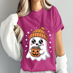 Cute Ghost Shirt with Pumpkin Beanie, Halloween Shirt, Kawaii Halloween Tee, Coffee Fall Ghost Sweatshirt, Spooky Season Cute Halloween Gift