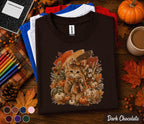 Cute Fall Kitten Shirt, Autumn Pumpkin Cat Tee, Cozy Cottagecore Kitty T-Shirt, Thanksgiving Cat Lover Gift, Harvest Season Outfit for Women
