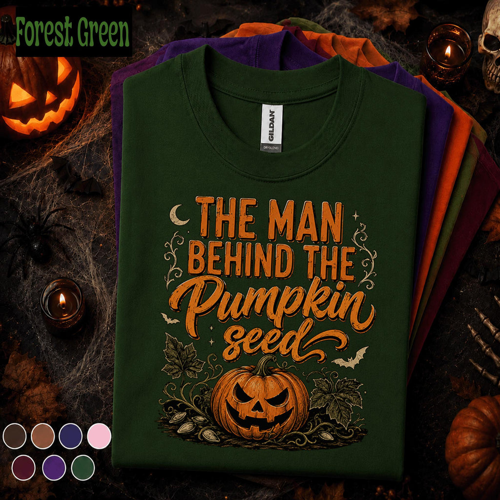 Man Behind The Pumpkin Seed Halloween Shirt, Funny Dad Halloween Tee, Pumpkin Carving Shirt, Spooky Dad Joke Fall Gift for Men