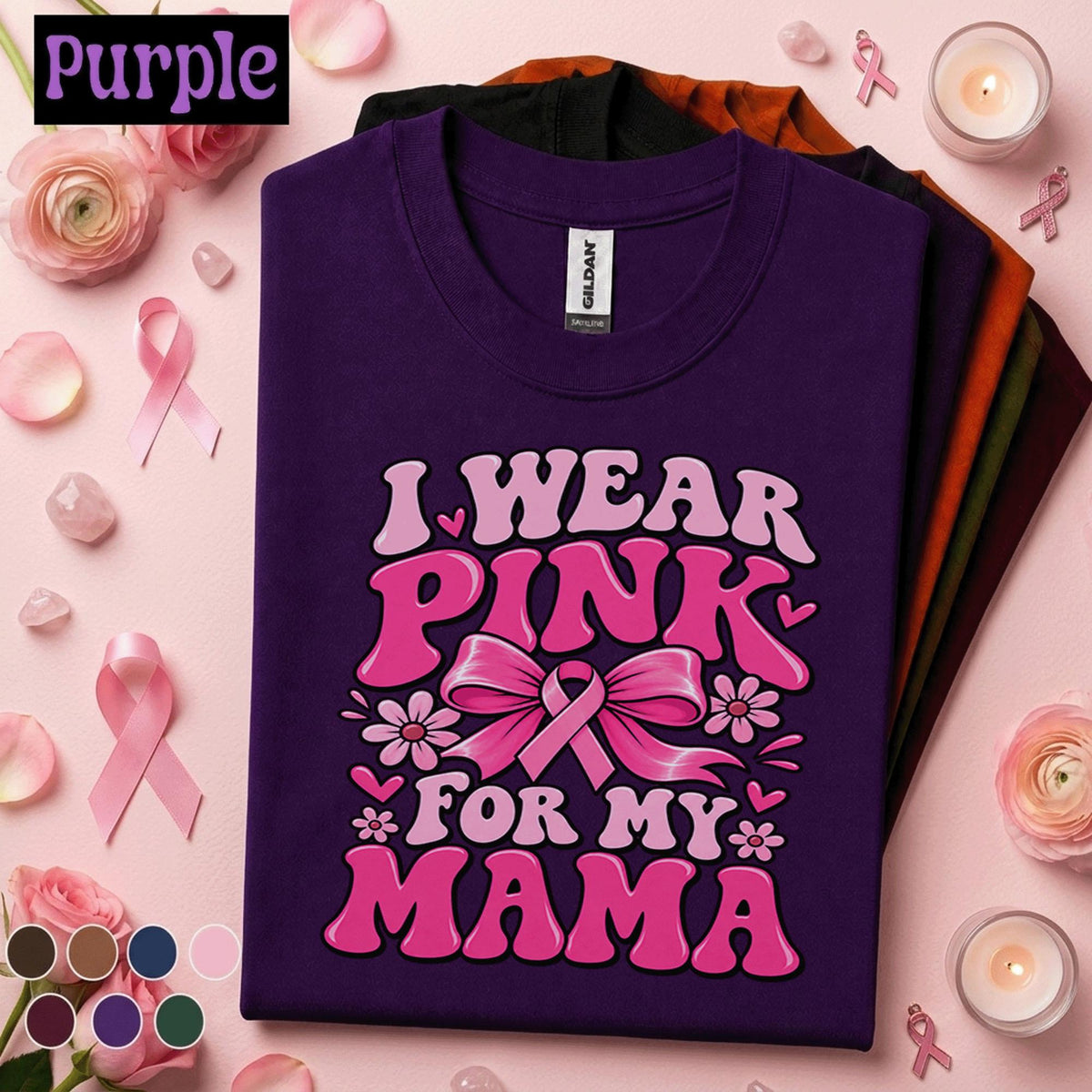 Breast Cancer Awareness Shirt, I Wear Pink for My Mama Tee, Pink Ribbon Mom Support Shirt, October Awareness Family Gift for Daughter