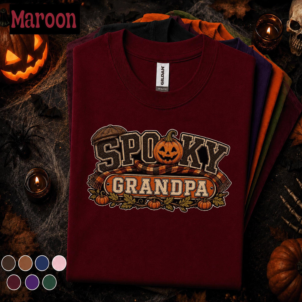 Spooky Grandpa Halloween Shirt, Funny Pumpkin Grandpa Tee, Retro Halloween Grandfather Gift, Fall Family Shirt, Spooky Season Grandpa Tee