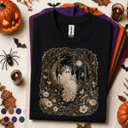 Boho Ghost Halloween Shirt, Crescent Moon Swing Tee