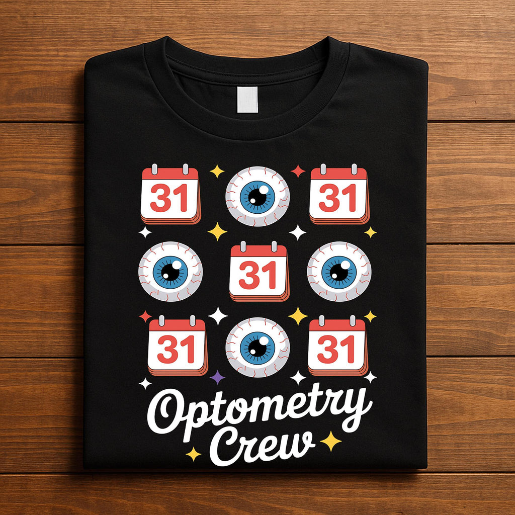 Optometry Crew Halloween Shirt, Funny Eye Doctor Halloween Optician Tee with Eyeballs and October 31 Design, Eye Clinic Halloween Costume,