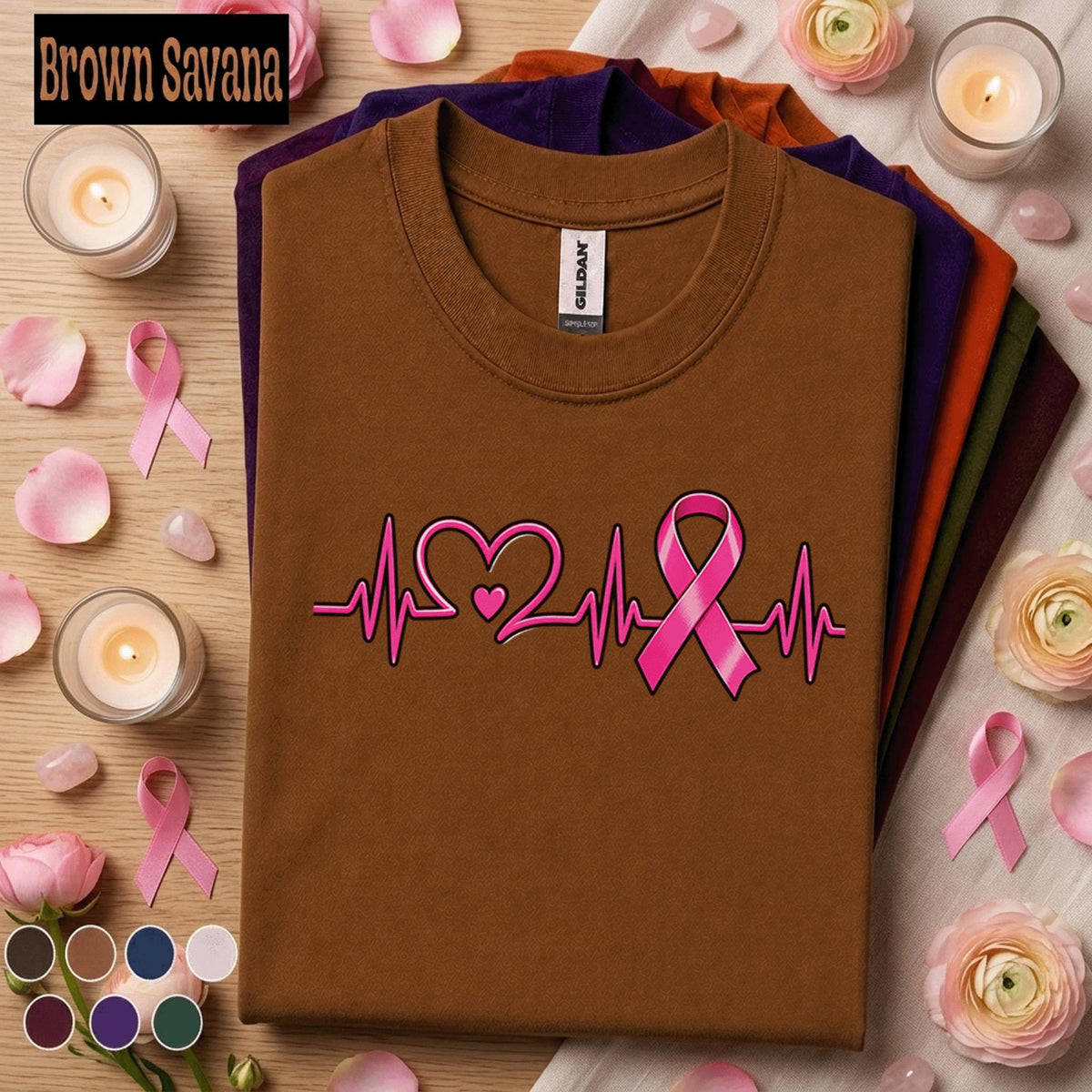 Breast Cancer Awareness Shirt, Pink Ribbon Heartbeat Tee, ECG Heart Pink Out Shirt, October Cancer Support Awareness Gift for Women