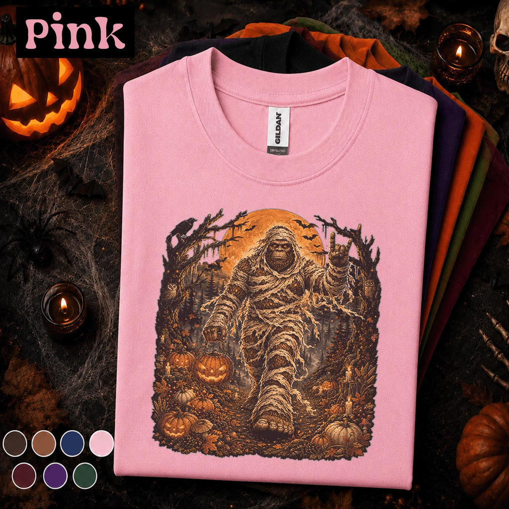 Bigfoot Mummy Halloween Shirt, Sasquatch Monster Tee, Spooky Full Moon Cryptid Shirt, Vintage Horror, Halloween Gift for Bigfoot Fans