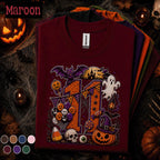 Letter M Halloween Shirt, Spooky Initial M Tee, Personalized Style Halloween T Shirt, Ghost Pumpkin Witch, Monogram Fall Gift