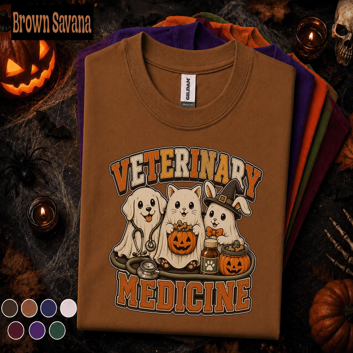 Veterinary Medicine Halloween Shirt, Cute Vet Tech Pumpkin Tee, Spooky Veterinarian Gift, Dog Cat Bunny Vet Shirt, Animal Lover Fall Tee