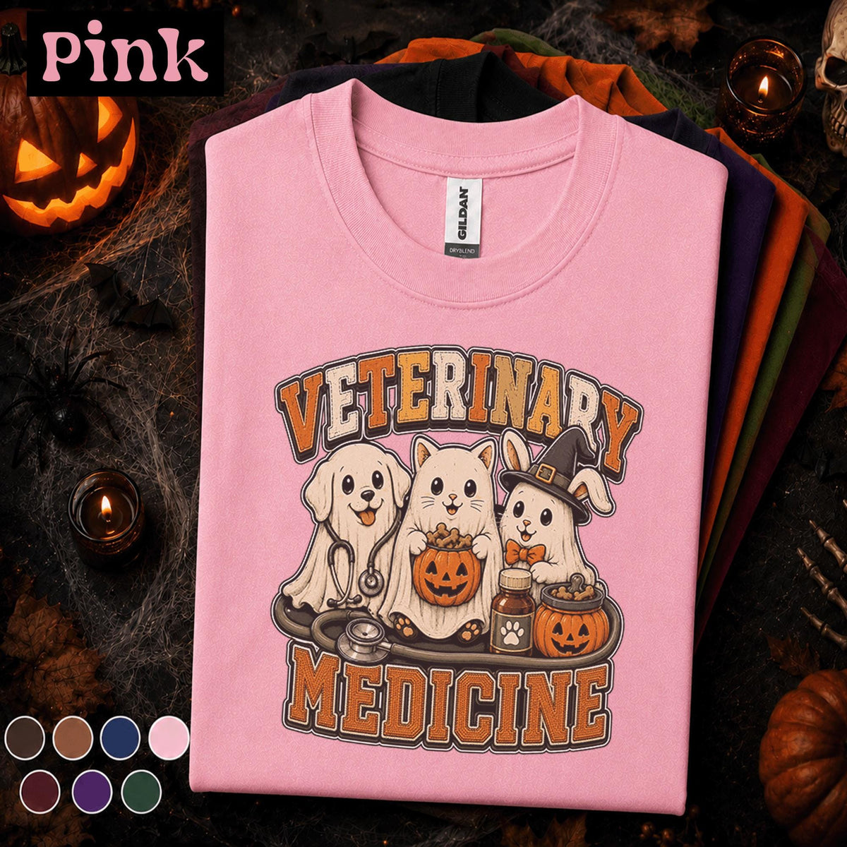 Veterinary Medicine Halloween Shirt, Cute Vet Tech Pumpkin Tee, Spooky Veterinarian Gift, Dog Cat Bunny Vet Shirt, Animal Lover Fall Tee